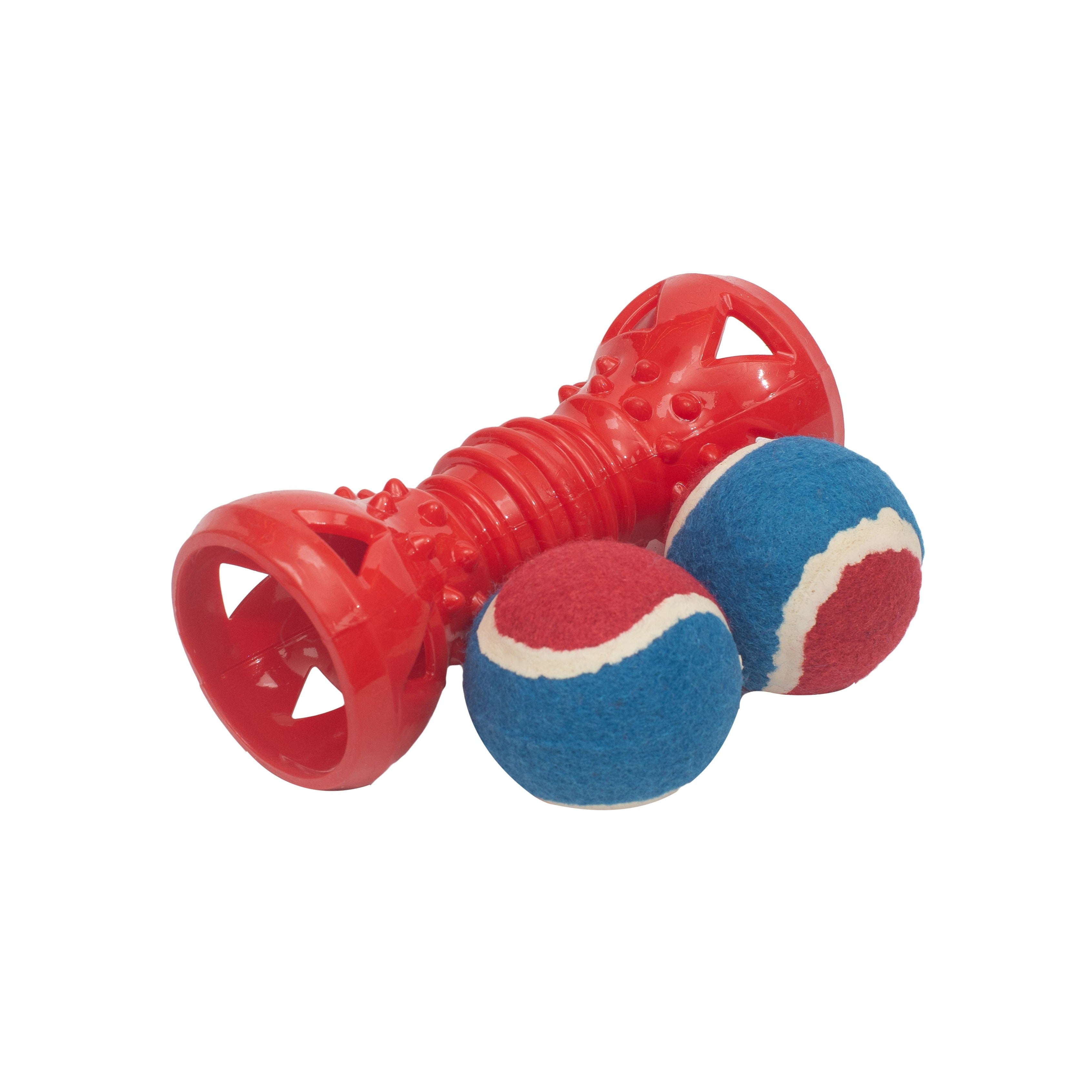 Fetch & Chew Dumbbell: Interactive Fun with Detachable Balls