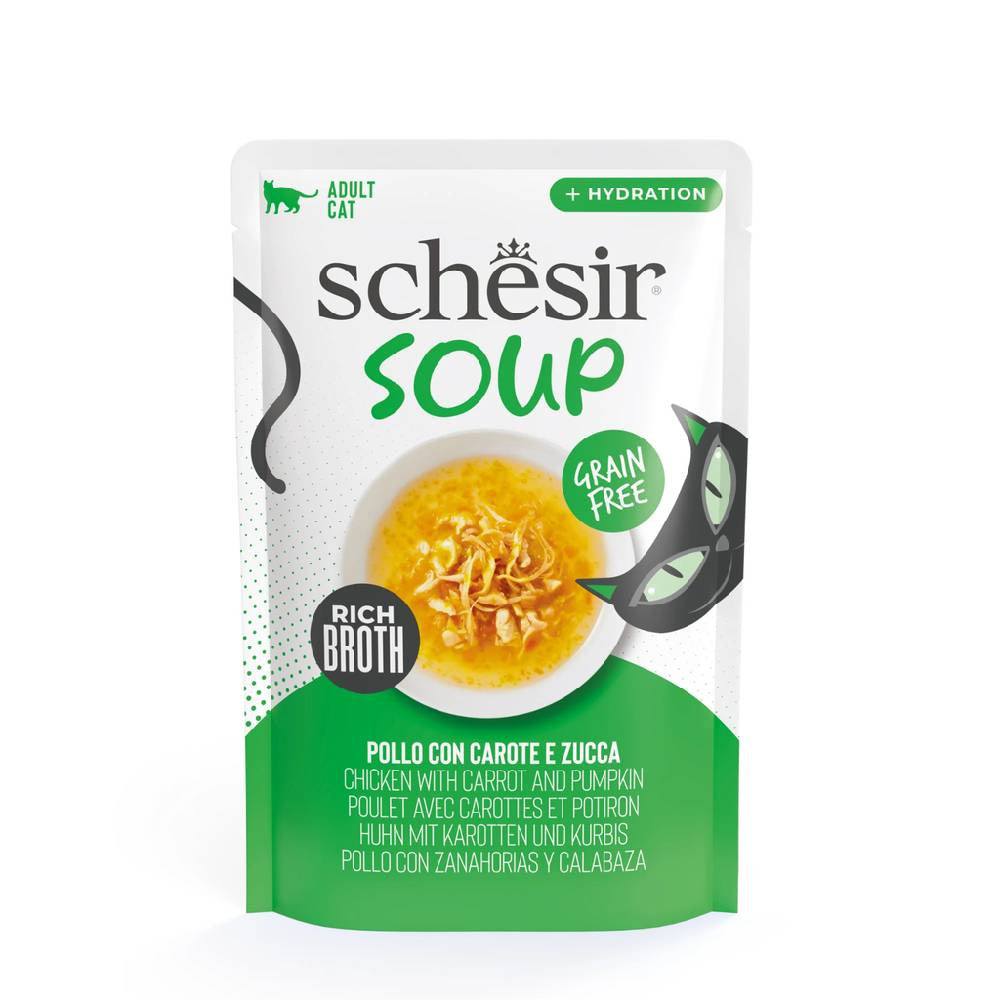 Schesir - Soup Cat Wet Food in Soup Pouch - Chicken With pumpkin - 40 G