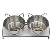 PL - Cats & Small Dogs Food & Water Bowl, Double Stainless Steel