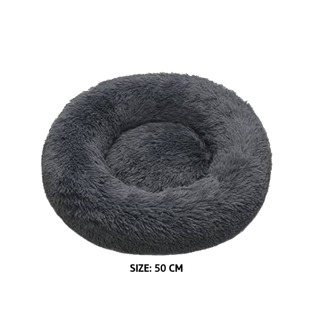 Coco Kindi - Soft Plush Round Bed- Dark Grey