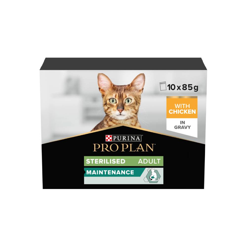 Pro Plan - Sterilised Adult Wet Cat Food, Chicken In Gravy, Multipack, 10 X 85G