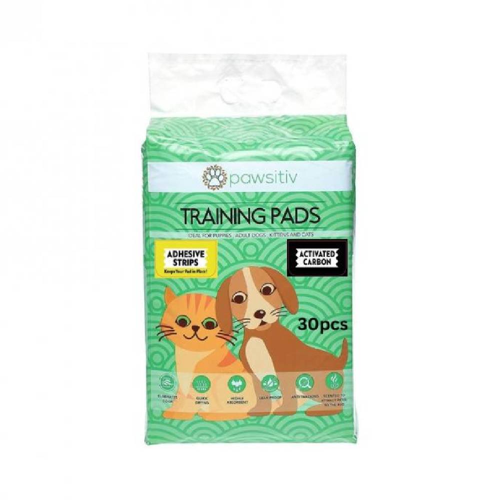Pawsitiv - CHARCOAL Training and Pee Pads For Puppy, Kitten, Dog and Cat with ADHESIVE STRIPS (30pcs)