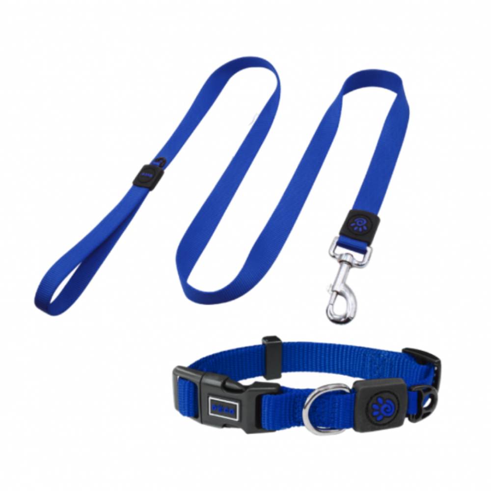 DOCO - Signature Nylon Collar+Nylon Leash - 4ft - Navy Blue, Sizes - L