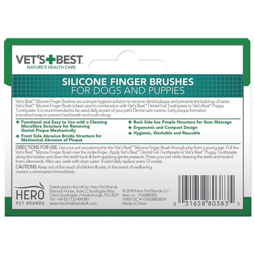 Vets Best - Silicone Finger Brushes for Dogs & Puppies