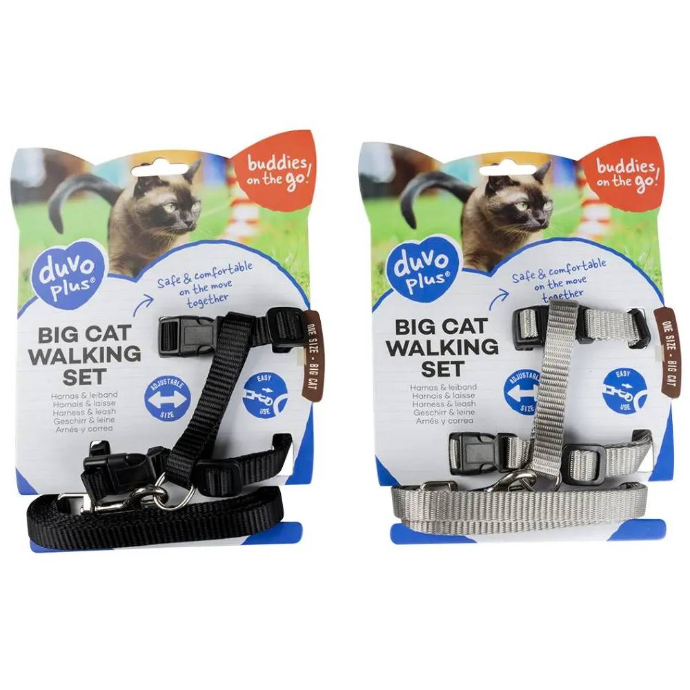 Duvo - Big Cat Walking Set Uni (1pc, Mixed Colors) 30-50cm / 12Mm - 125cm