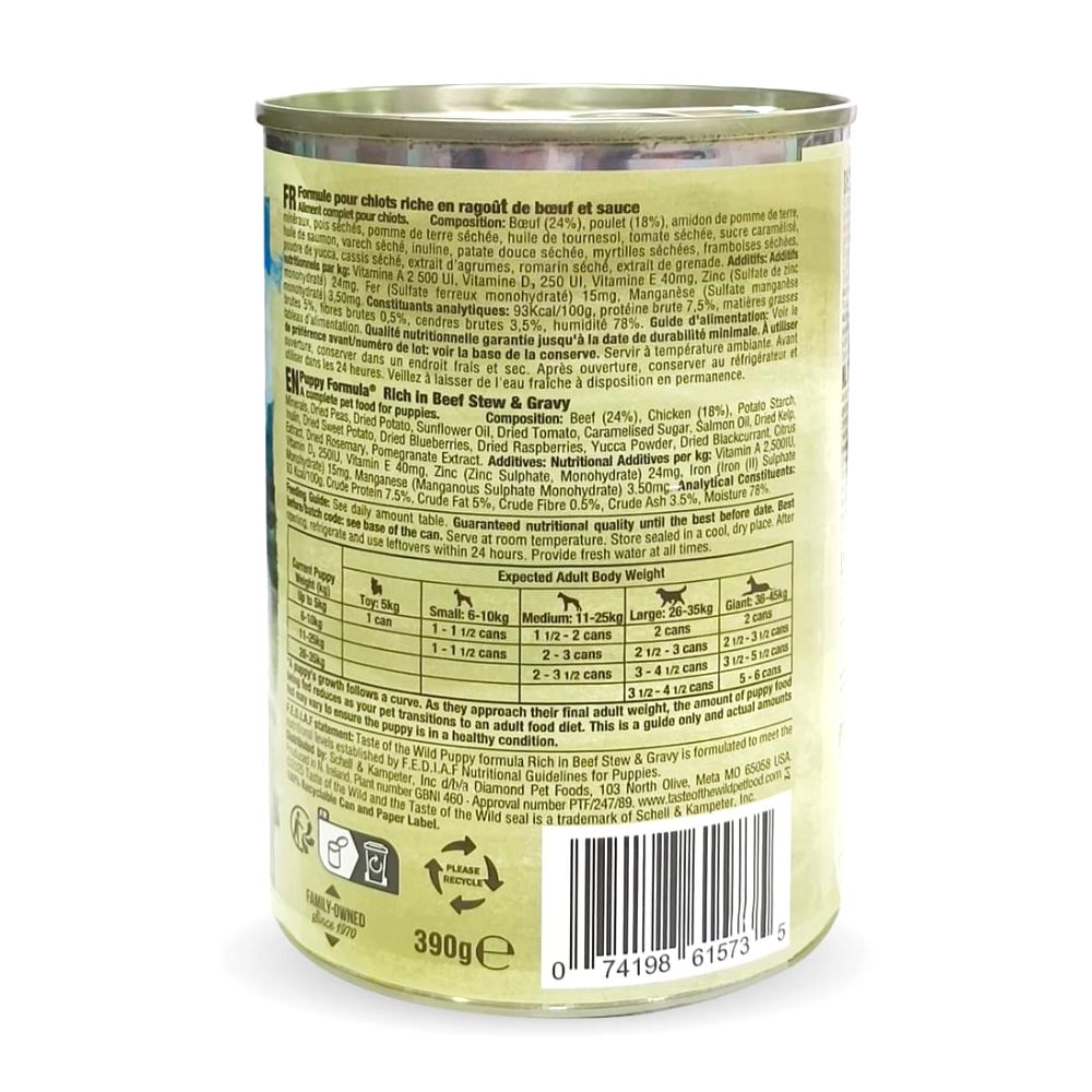 Taste of the Wild - Puppy Formula rich in Beef Stew & Gravy -390g