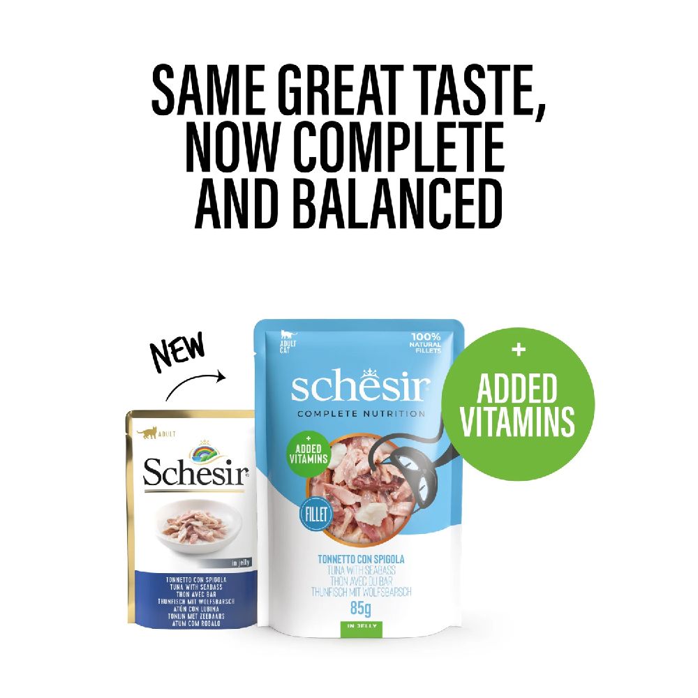 Schesir - Cat Pouch Jelly Tuna With Seabass - 85 G