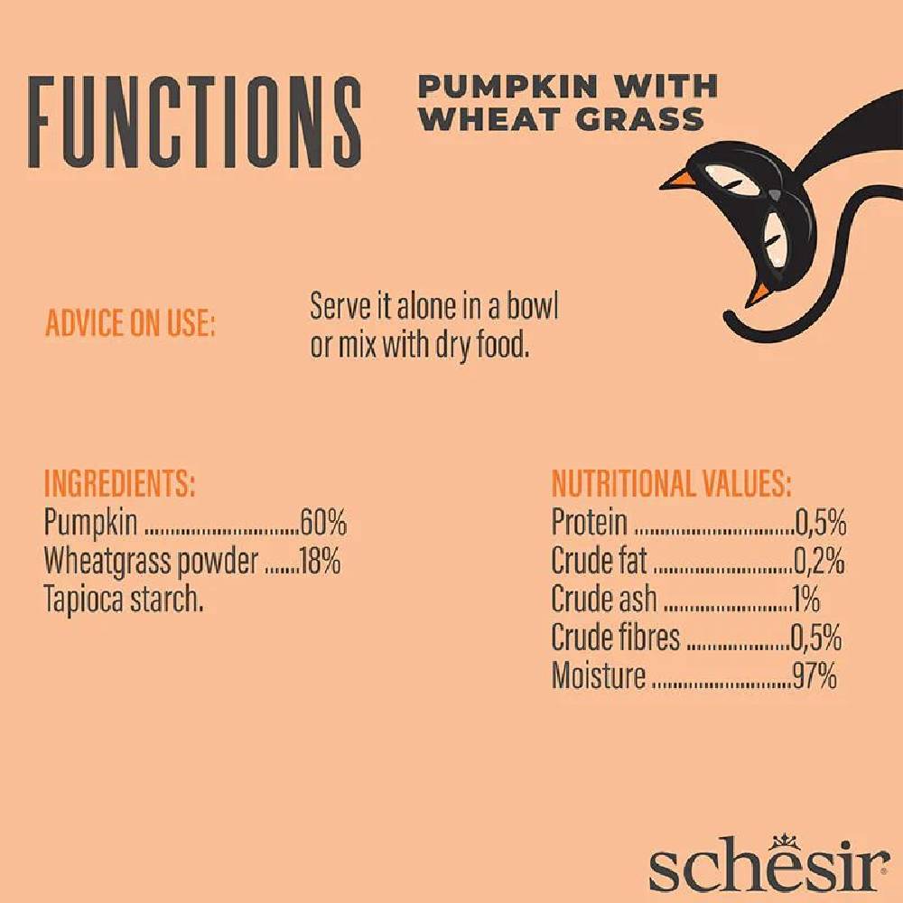 Schesir - Functions Cat Pouch Digestive Topper Pumpkin With Wheat Grass - 40 G
