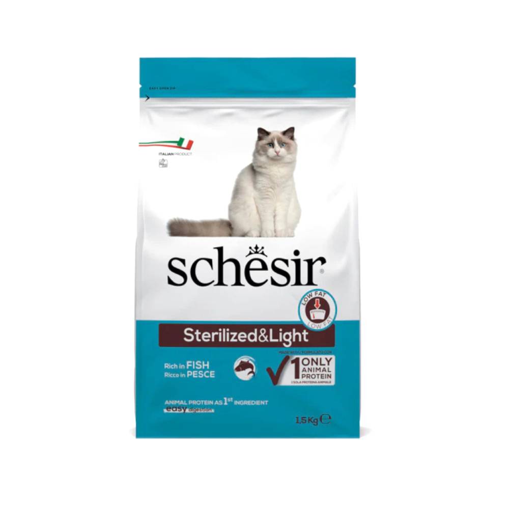 Schesir - Cat Dry Food-Sterilized & Light-Fish - 1.5 KG