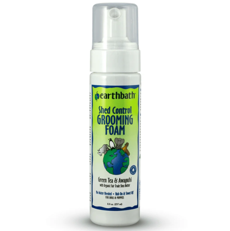 Earthbath Shed Control Waterless Foam For Dogs & Puppies, Green Tea & Awapuhi 8 Oz Pump