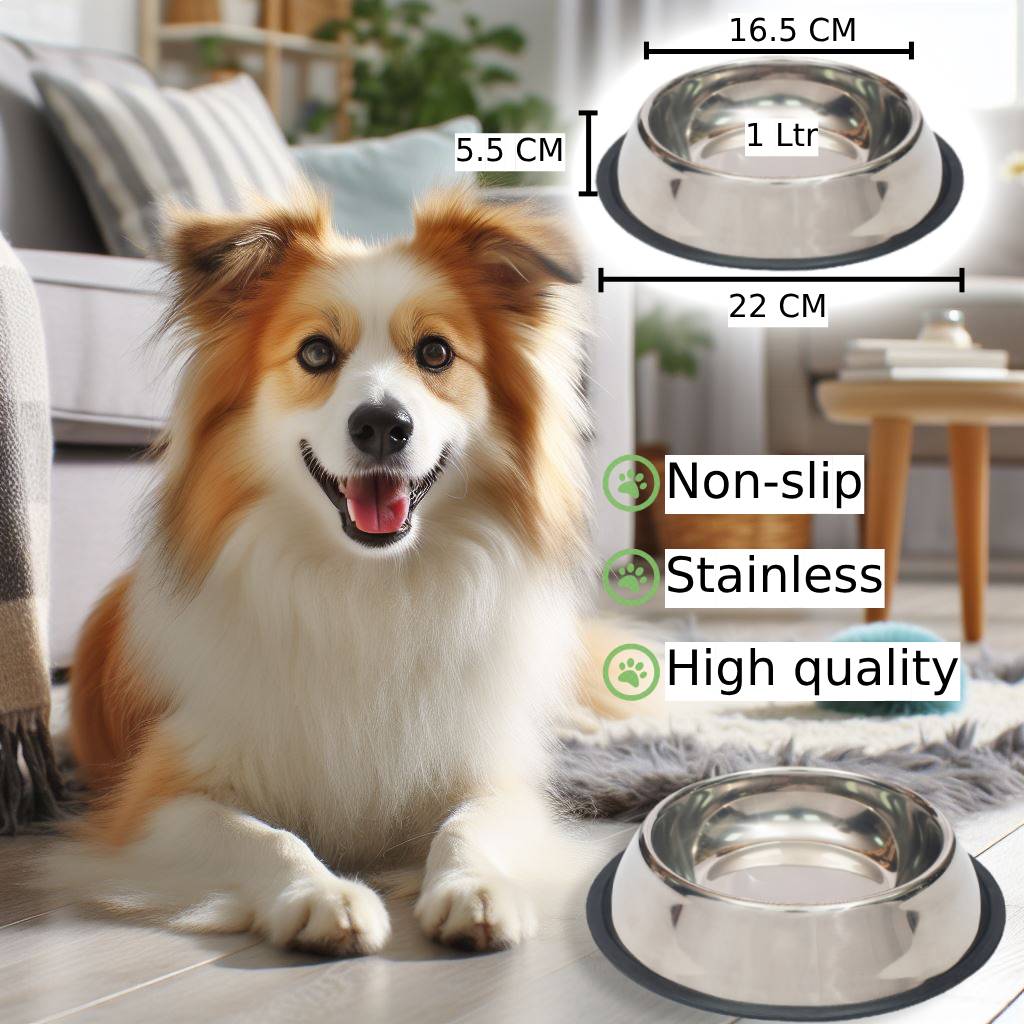 Medium Stainless Bowls With Rubber Ring (21 CM)