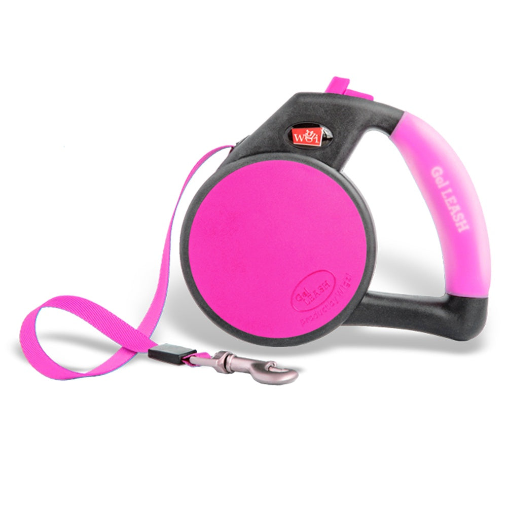 Wigzi Retractable Tape Gel Handle Leash Pink