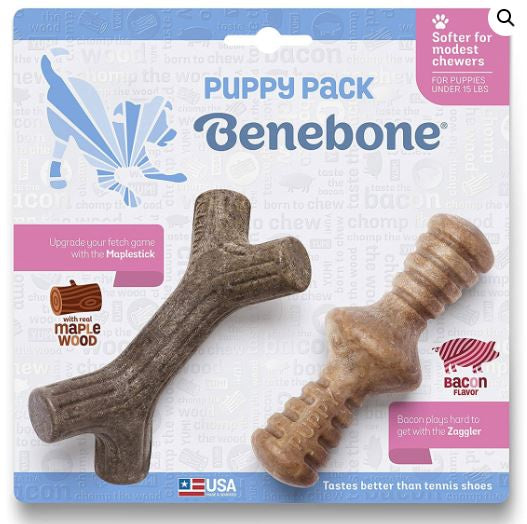 Benebone - Puppy 2-Pack Maplestick/Zaggler (Tiny) €“ Bacon