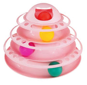 It’S Meow Cat Toy Palstic Tower With Balls ,Size: 26*26*5Cm ( Mix Color/ Pink,Blue,White )