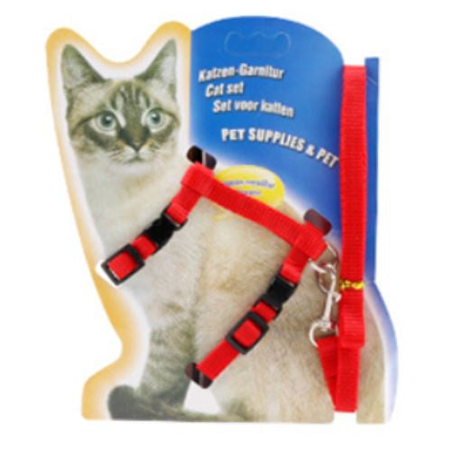 Pets Club Adjustable Cat Leash With Harness- Red