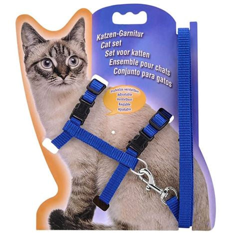 Pets Club Adjustable Cat Leash With Harness- Blue