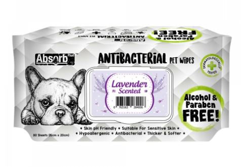 Absorb Plus - Absolute Pet Antibacterial Pet Wipes Lavender 80 Sheets
