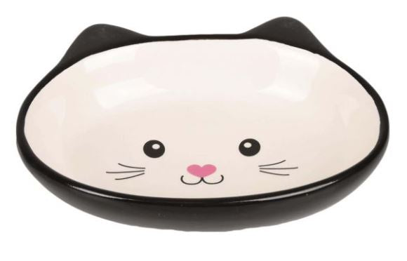 Flamingo Isa Ceramic Feeding And Drinking Cat Bowl - Black