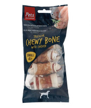 Pets Unlimited Tricolor Chewy Bone w/ Ckn S 4pcs