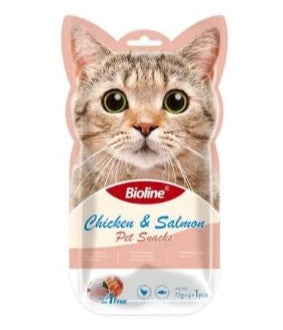 Bioline - Cat Treats - Chicken & Salmon (5X15G)
