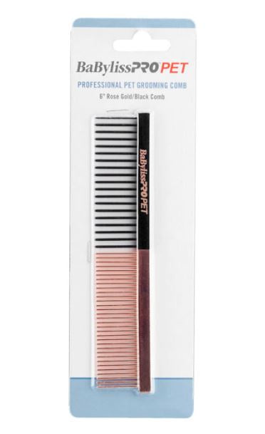 Babyliss Pro Pet - Rose Gold/Black Dog Comb - Small