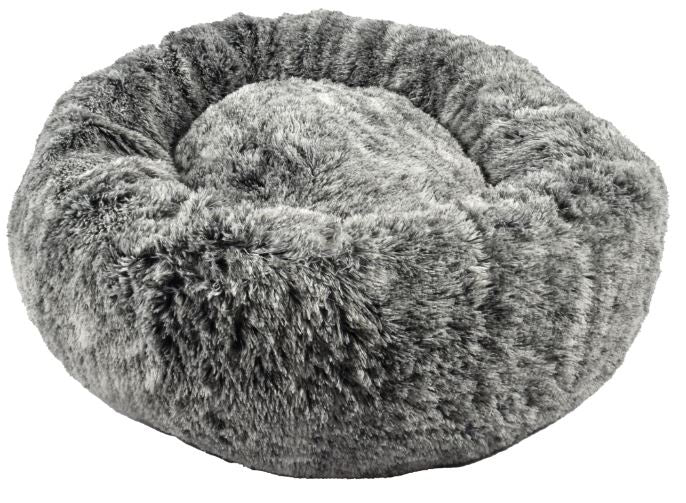 Bobby - Donut Furry Pet Bed Bicolour - Black / Small (50 x 50 x 25cm)
