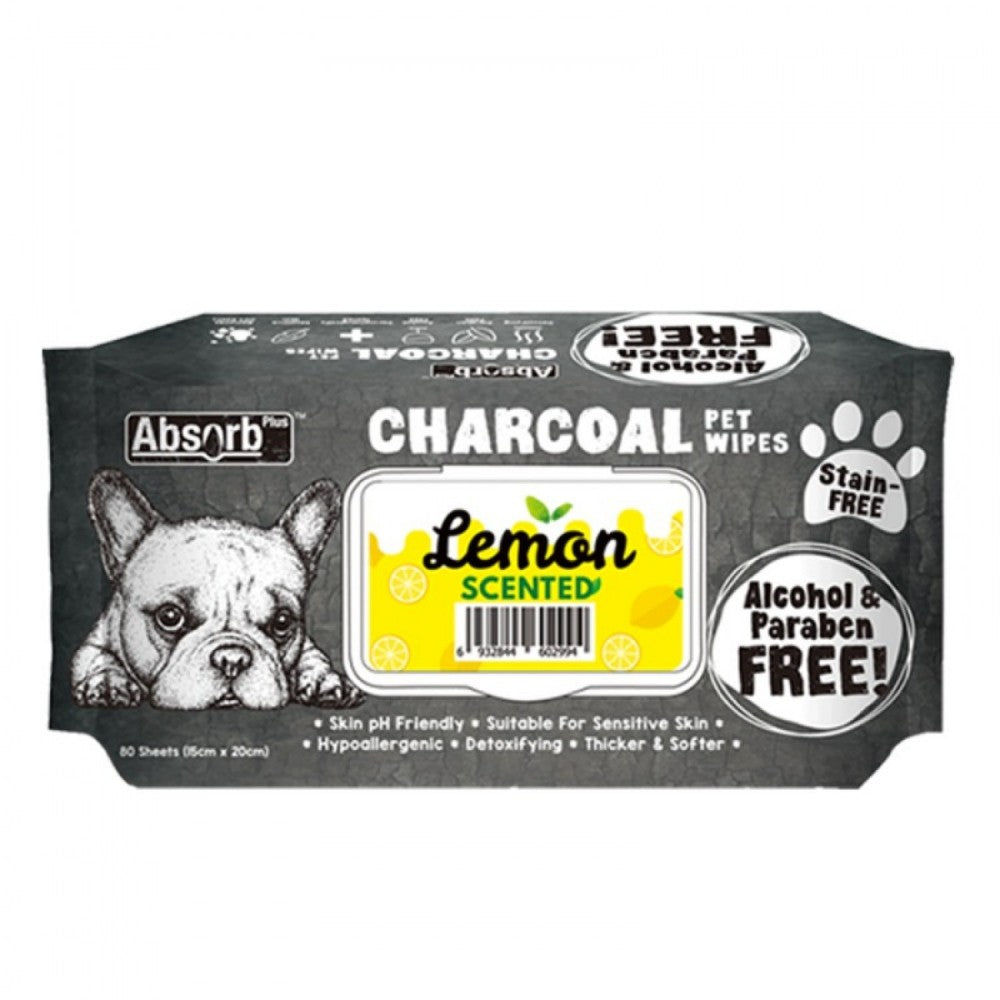 Absolute Pet Absorb Plus Charcoal Pet Wipes 80 Sheets