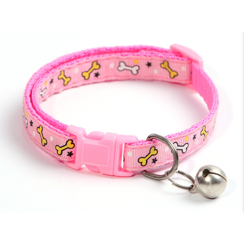 PETS CLUB ADJUSTABLE CAT COLLAR WITH BELL - Pink Bone