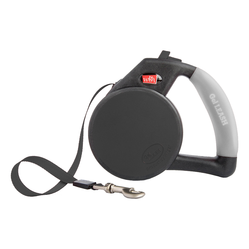 Wigzi Retractable Tape Gel Handle Leash Black Large