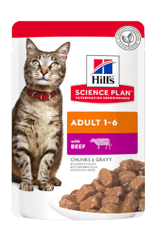 Hill’s Science Plan Adult Wet Cat Food Beef Pouches 85g