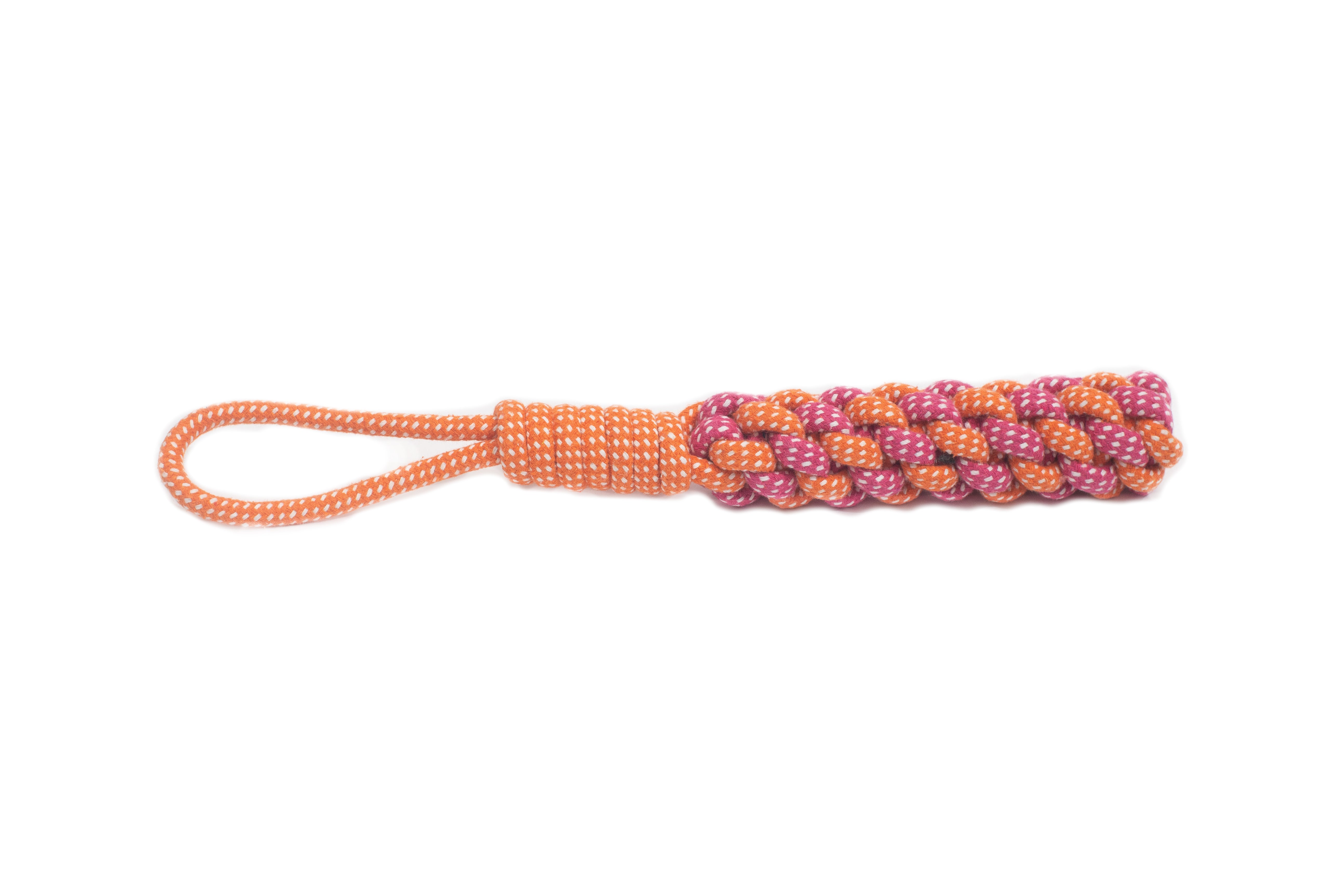 PL - Braided Rope Dog Toy - Orange/Pink