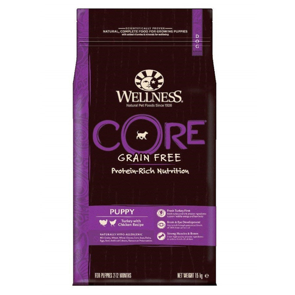 Wellness CORE Grain Free Puppy Turkey with Chicken Recipe Dry Dog Food, 1.54 Kg
