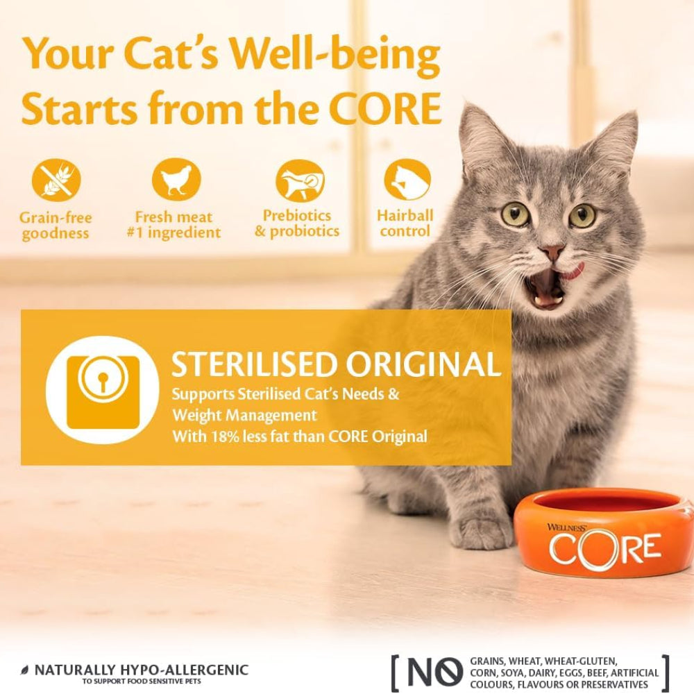 Wellness CORE Sterilized Original Chicken with Turkey Recipe Adult Cat Dry Food - 1.75 Kg