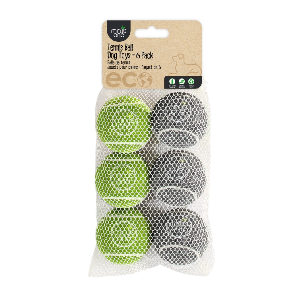 Minus One - Bouncy Tennis Ball Dog Toys - 6 Pack