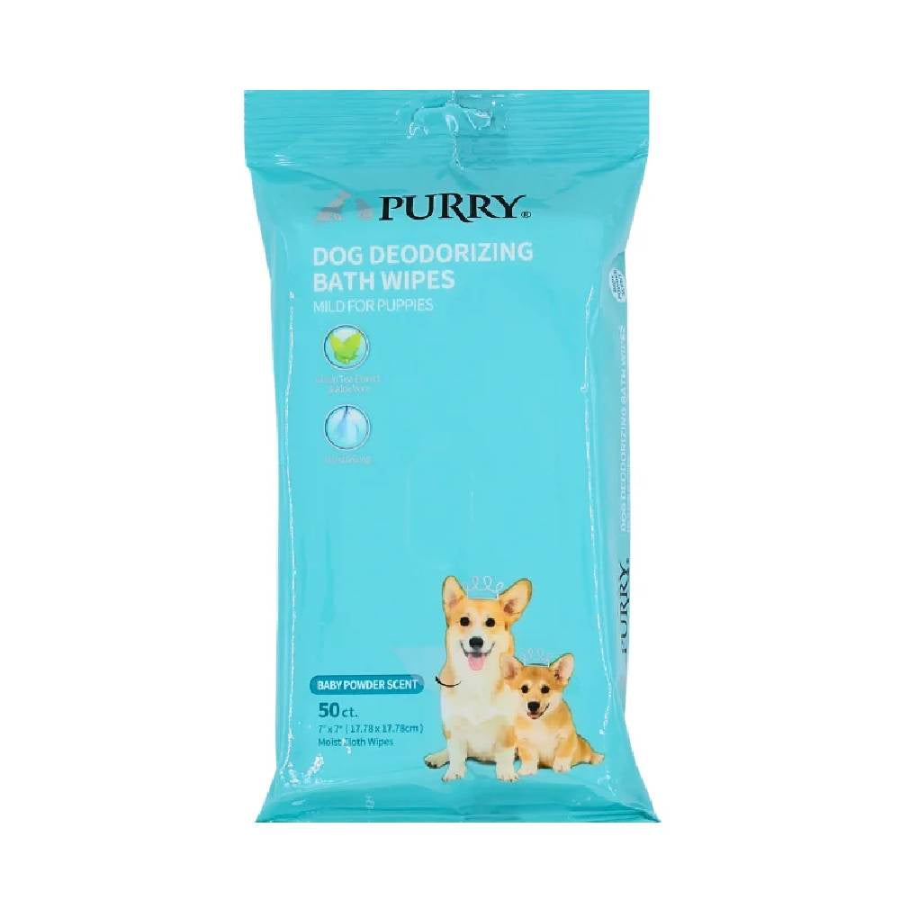 Purry - Dog Wipes With Baby Powder Scent - 50 Ct