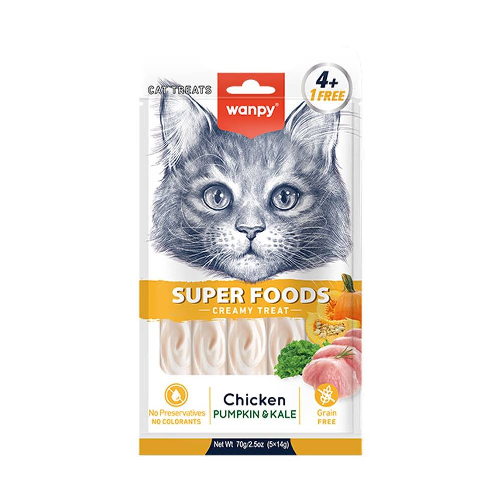 Wanpy - Superfoods Creamy Treat For Cat Chicken With Pumpkin & Kale - 70g (5x14g)