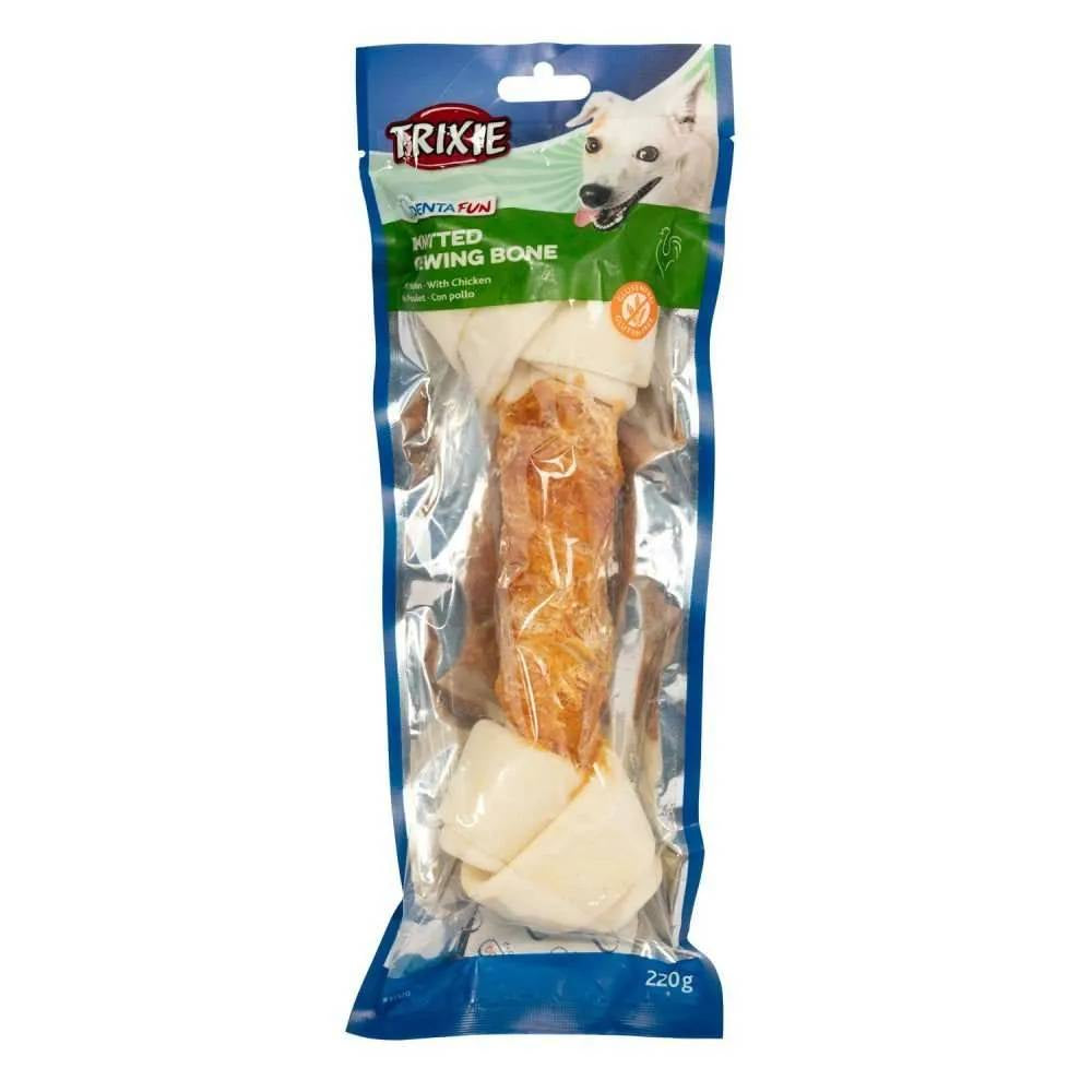Trixie - Denta Fun Knotted Chicken Chewing Bone Dog Treat - 220G