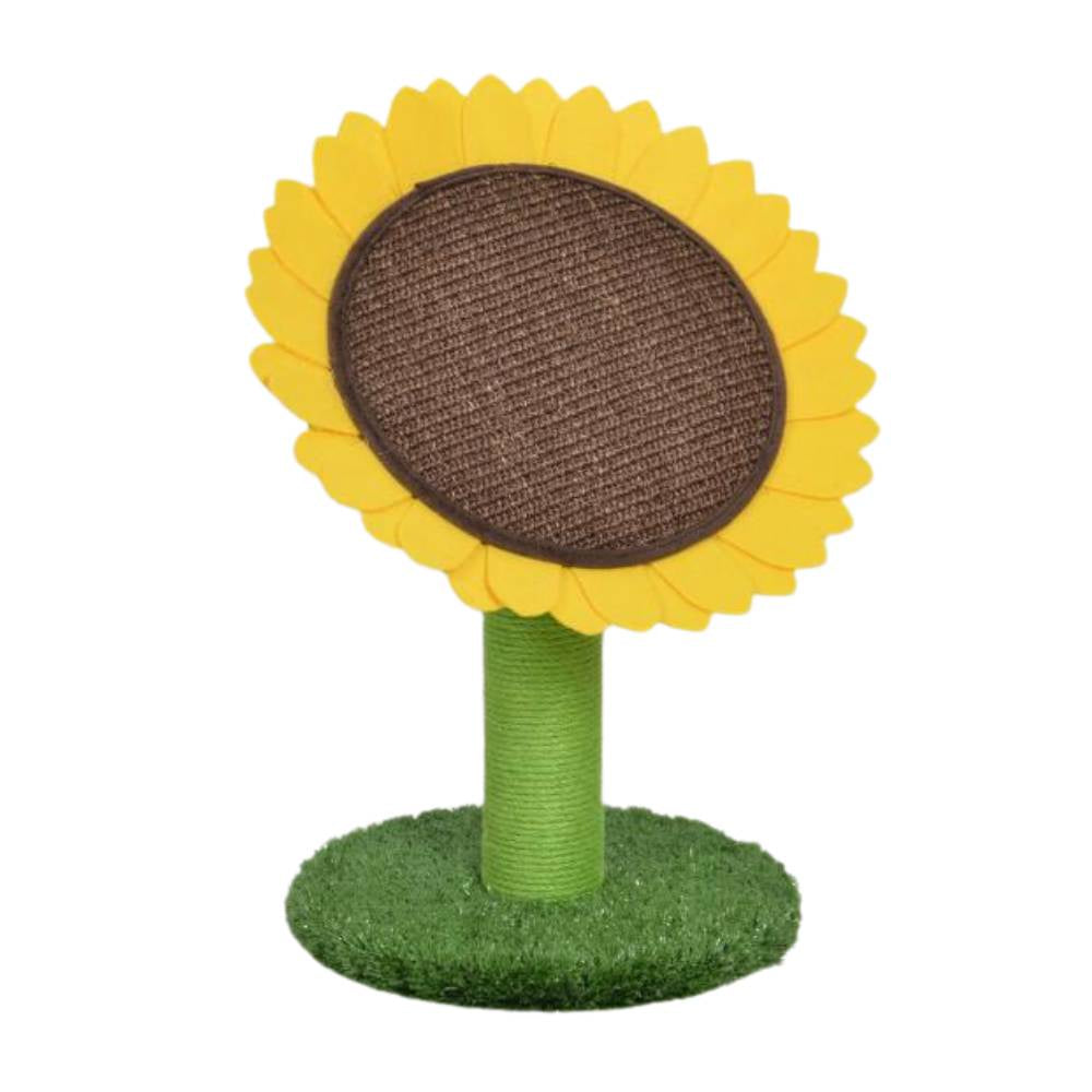 Catry Sunflower Sisal Scratching Post – 30x45cm Cat Scratcher with Plush & Artificial Grass