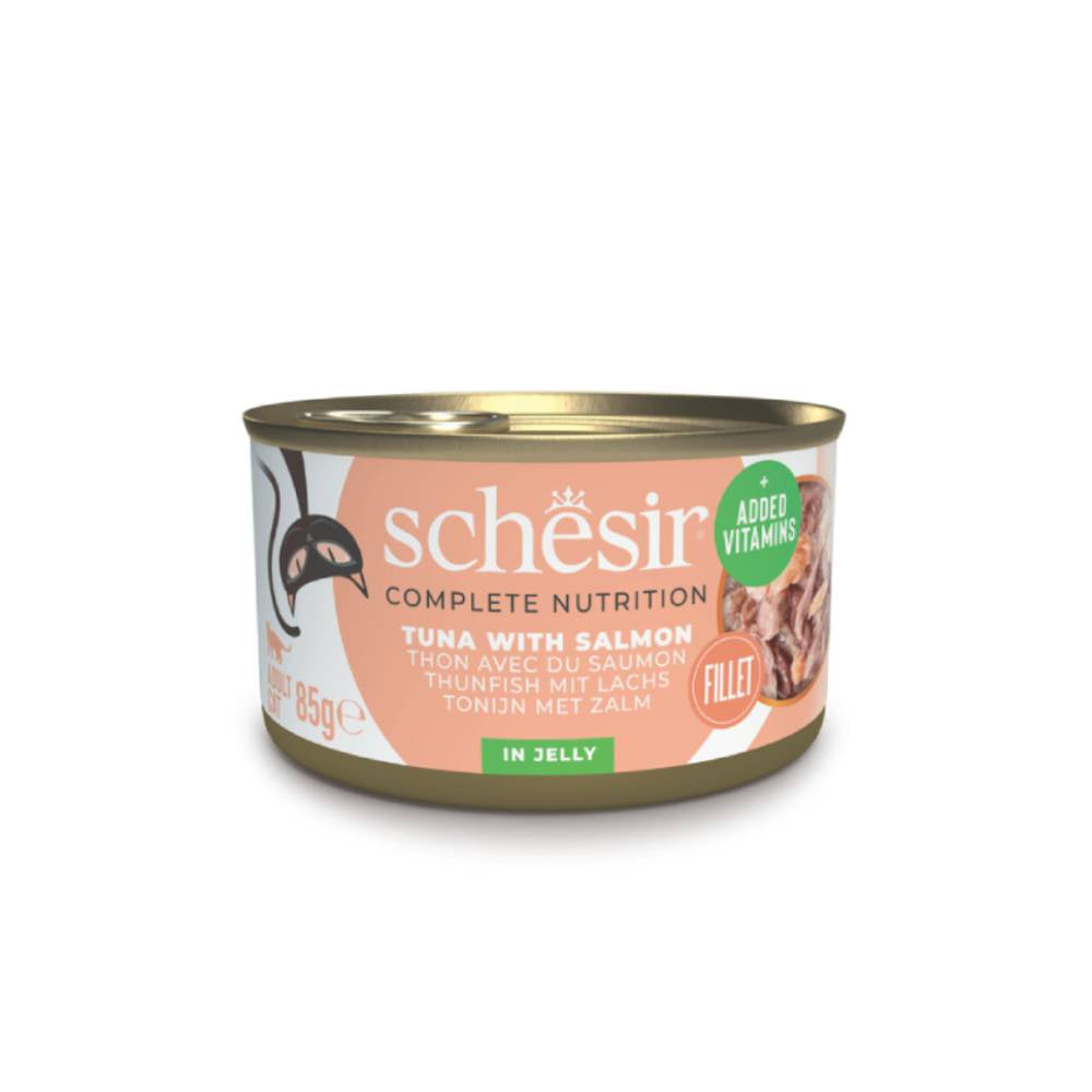 Schesir - Complete & Balanced Nutrition Wet Cat Food in Jelly Can- Tuna With Salmon 85g