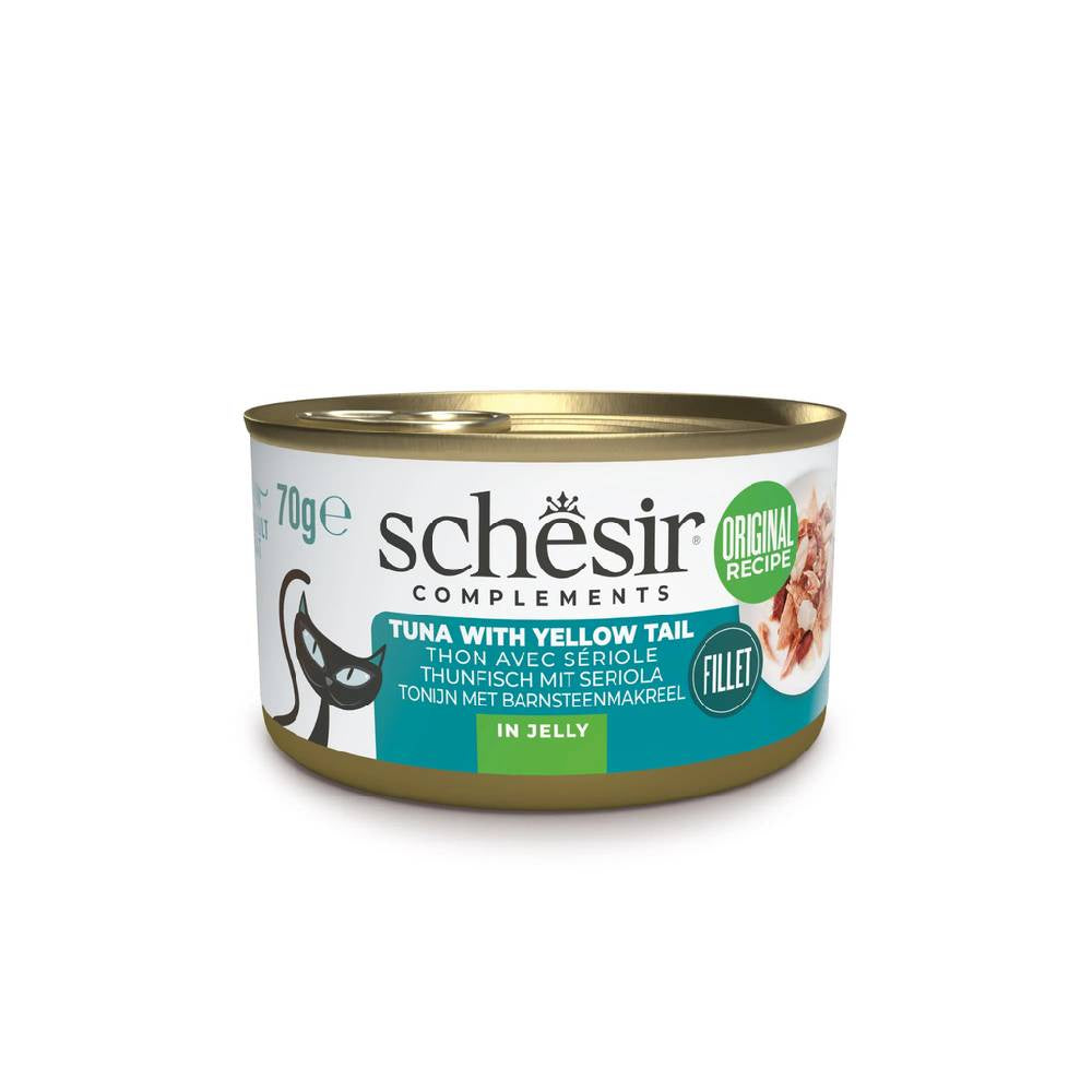 Schesir Complements Cat Wet Food in Jelly — Tuna with Yellow Tail Can, 70g