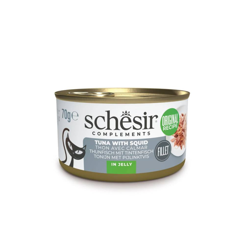 Schesir Tuna with Squid Cat Wet Food in Jelly | Grain-Free, High-Protein | 70g Can