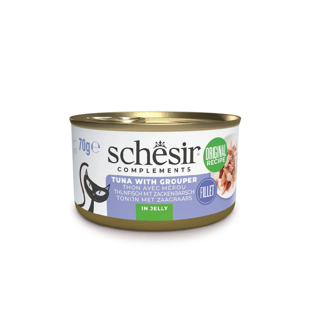 Schesir Tuna with Grouper Cat Wet Food in Jelly | Grain-Free, High-Protein | 70g Can