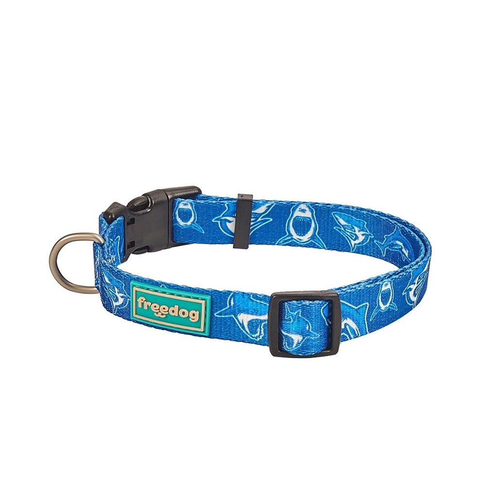 Freedog Blue Shark Adjustable Nylon Dog Collar