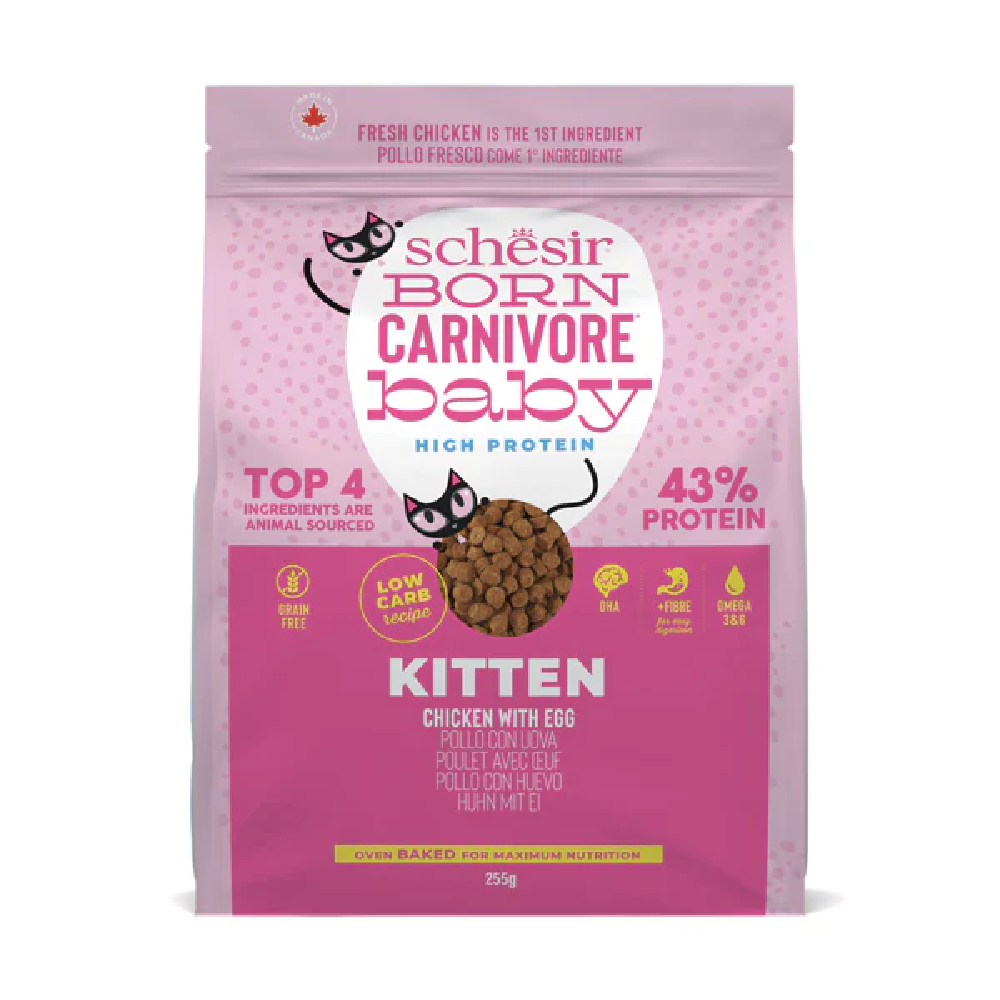 Schesir Born Carnivore Grain Free Oven Baked Kitten Dry Food — Chicken & Egg 255g