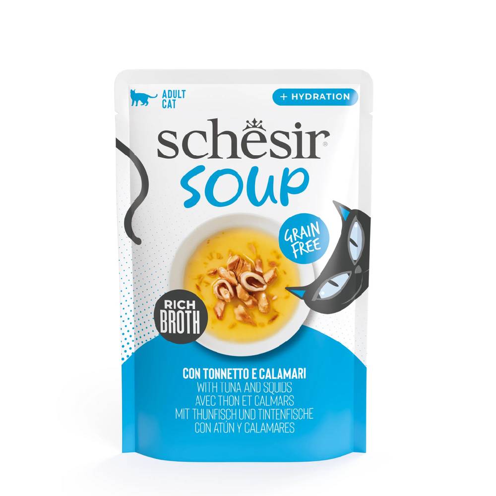 Schesir Cat Wet Food Soup Pouch – Tuna with Squid 40g