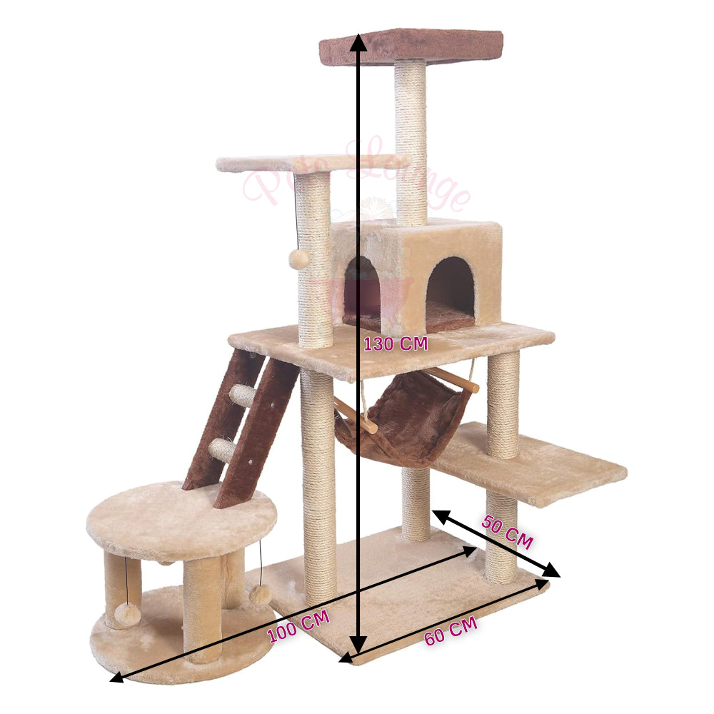 Pawsitiv Cat Tree - Bella, Beige & Brown 100x50x135H, cm