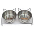 Cats & Small Dogs Food & Water Bowl - Double Stainless Steel, 30X11CM, 15° Tilted Design, Easy to Remove & Clean