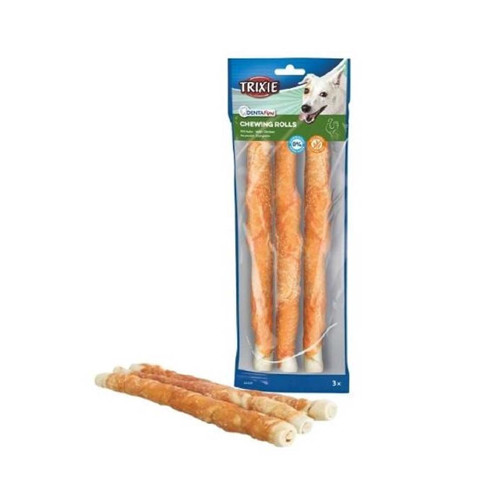 Trixie Denta Fun 3 Chicken Chewing Rolls Dog Chews - 140G