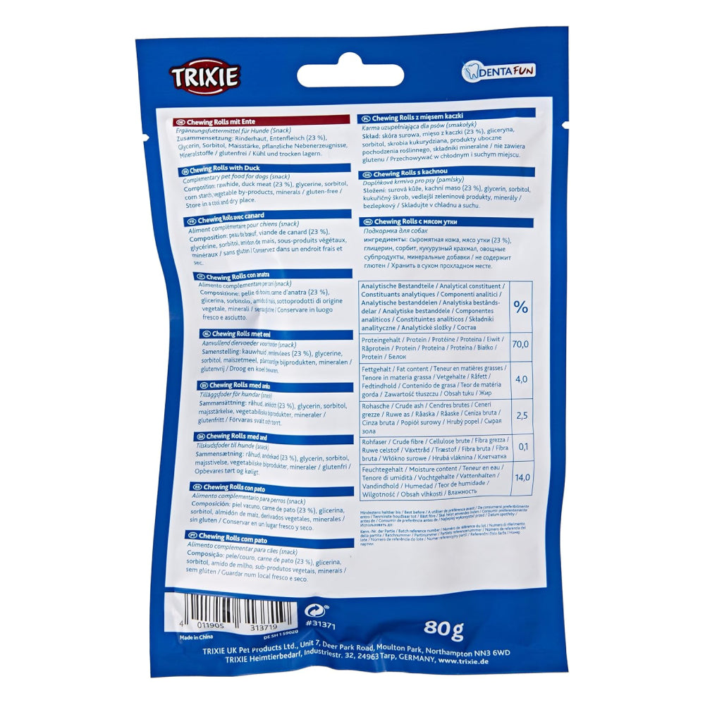 Trixie Denta Fun Duck Chewing Rolls Dog Chew - 80G