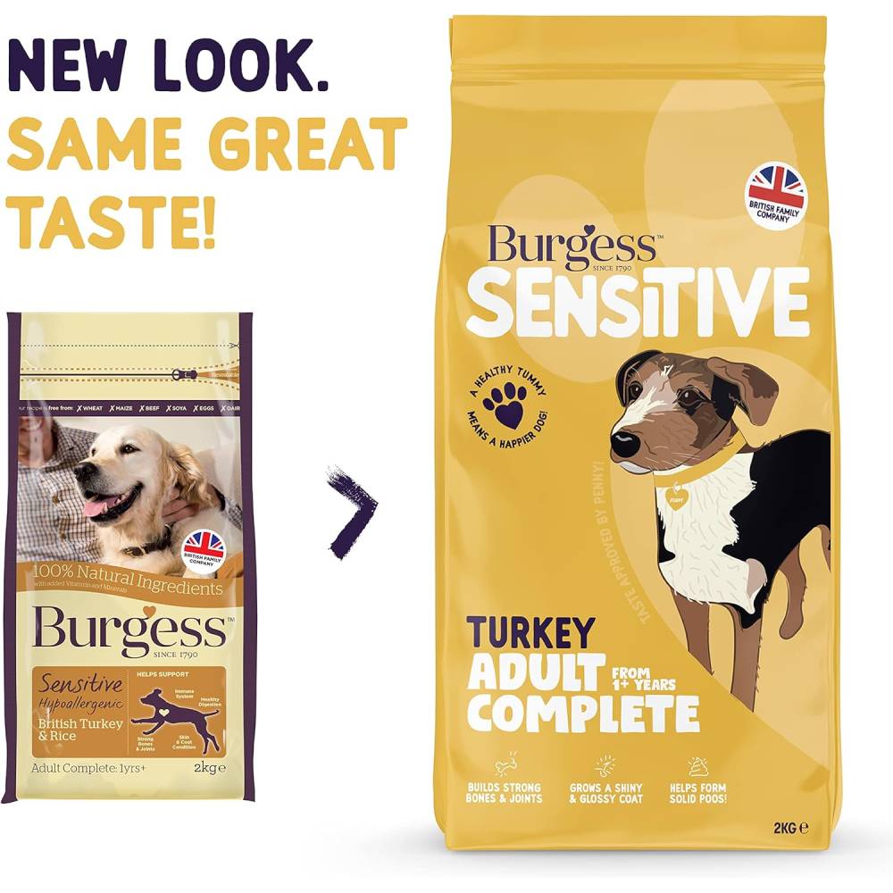 Burgess - Sensitive Adult Turkey Dry Dog Food-2 KG